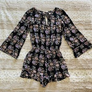 American Eagle Floral Black Romper
